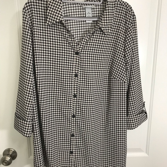 Catherine’s Black and White Houndstooth Button-Up Shirt 0X (14/16W) - Picture 1 of 4